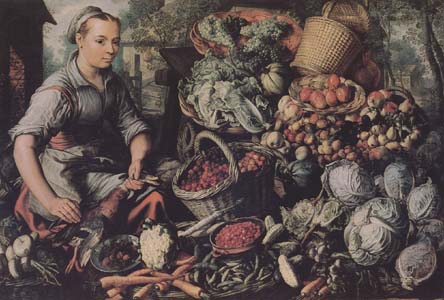 Market Woman with Fruit,Vegetables and Poultry (mk14)